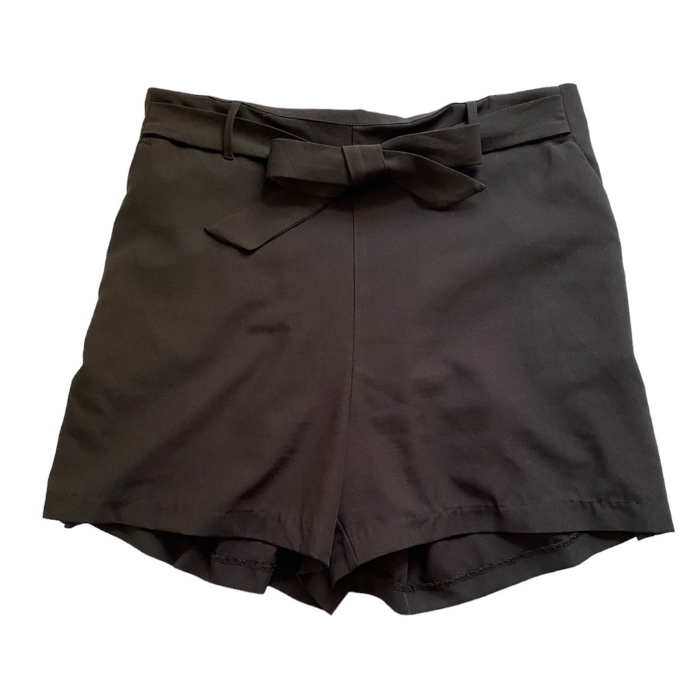 Black Dress Shorts with Bow Tie Waist